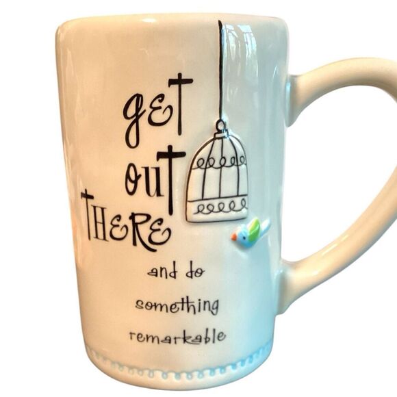 Grassland Road Bird & Birdcage “Get Out There…” Coffee Mug Tea Cup - Picture 1 of 5